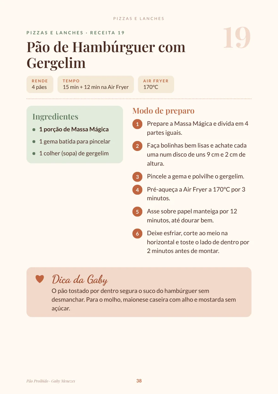 Página real da receita Pão de Hambúrguer com Gergelim